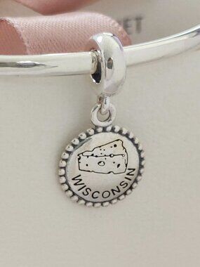 Pandora Wisconsin Cheese Exclusive Dangle Charm S925 Sterling Silver Pendant